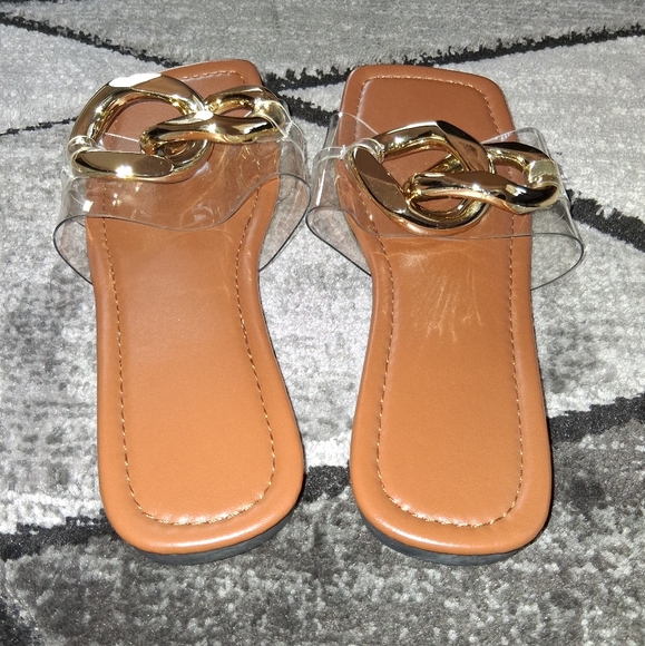 NWOT Zara Size 41 (9/10 US) Gold Metal Chain Flat Sandals! - Picture 11 of 13